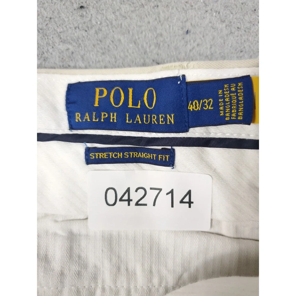 Ralph Lauren Pants Mens 40x32 Beige Casual Flat Front Chino Trousers *